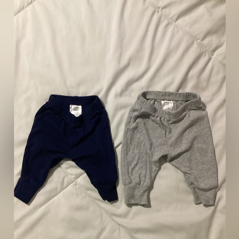 0-3 Months Carters Stretchy Pants 2 Pairs Blue and Grey Set
